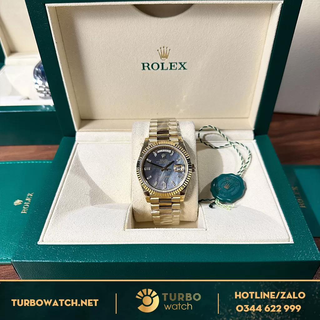 Rolex Day Date 40mm BP MOP Xà Cừ tím viền đá