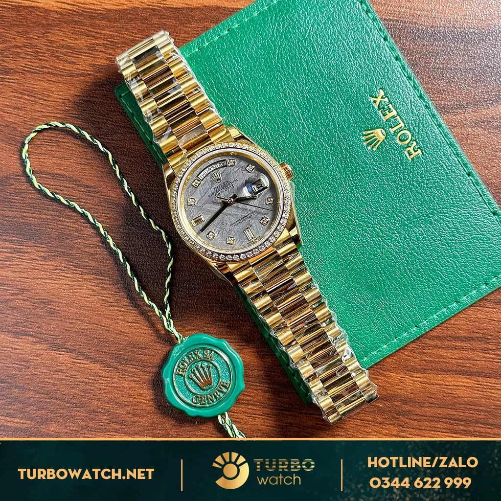 Rolex Day-Date dial thiên thạch 36mm viền đá