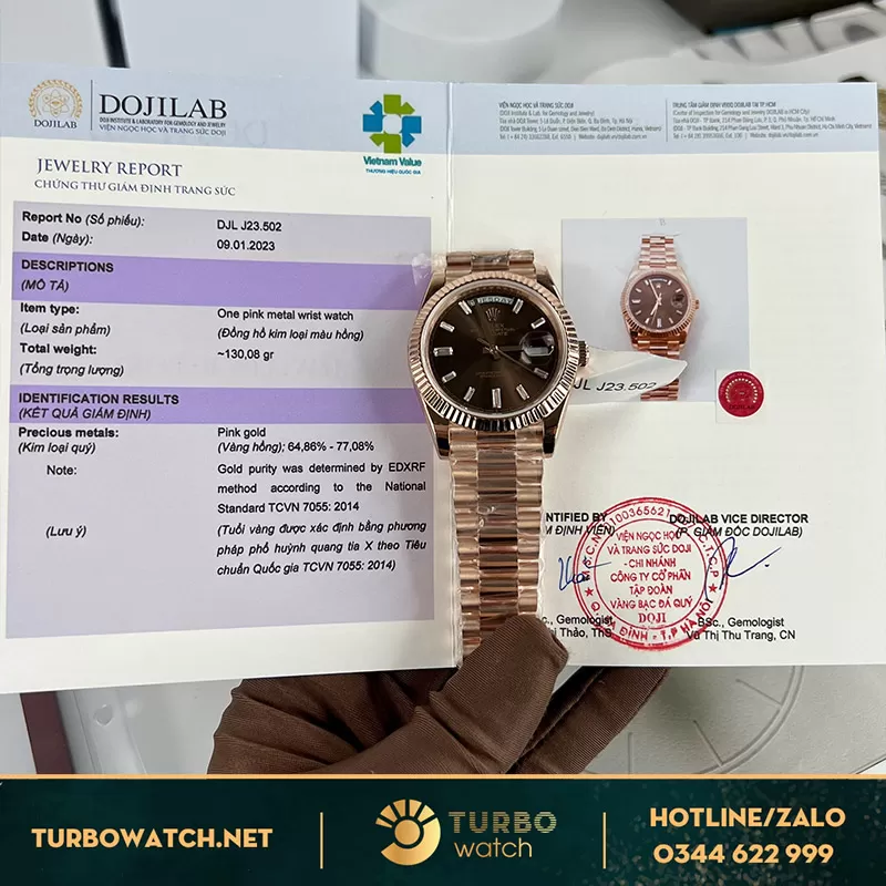 Rolex daydate 228235 bọc vàng rose gold 40mm