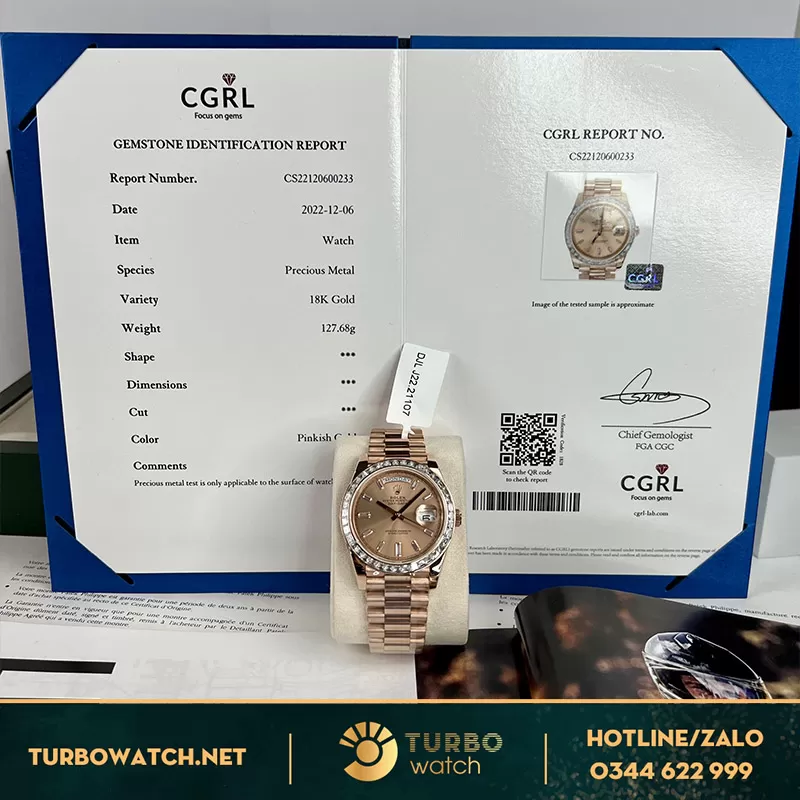 Rolex daydate 228235 replica bọc vàng yellow gold full kiểm định