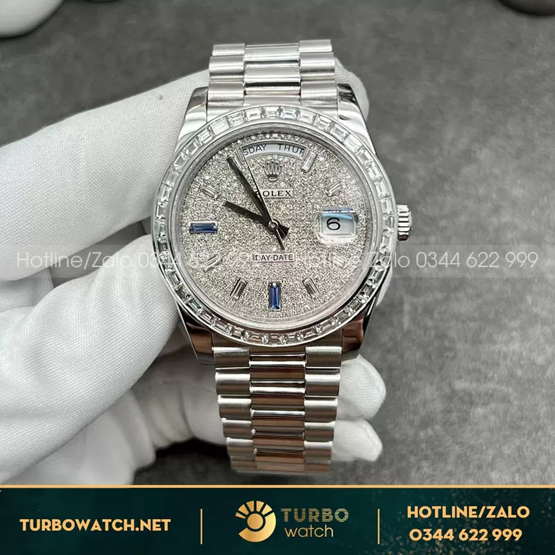 Rolex Daydate 228396Tbr Platinum President Baguette Diamond Benzel