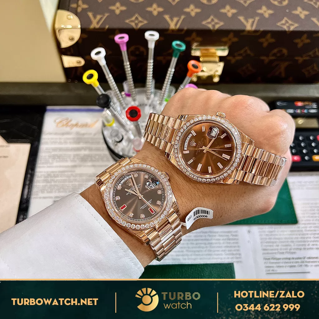 Rolex daydate 40mm độ kim cương moissanite 2,5ly