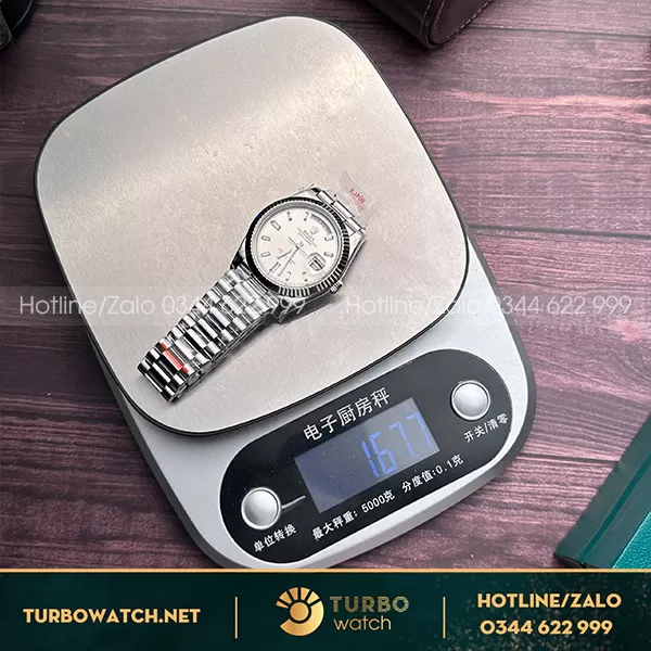 Rolex Daydate 40Mm Mặt Trắng Cọc Số Baguette 166G Tinh Chỉnh