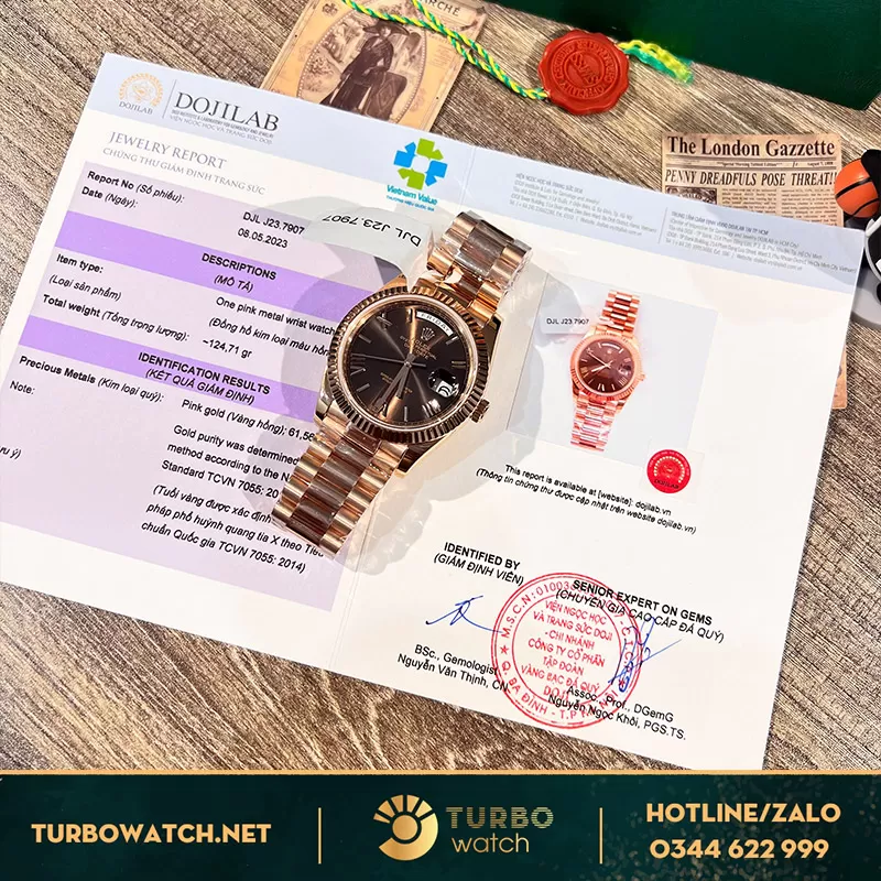 Rolex daydate bọc vàng mặt chocolate