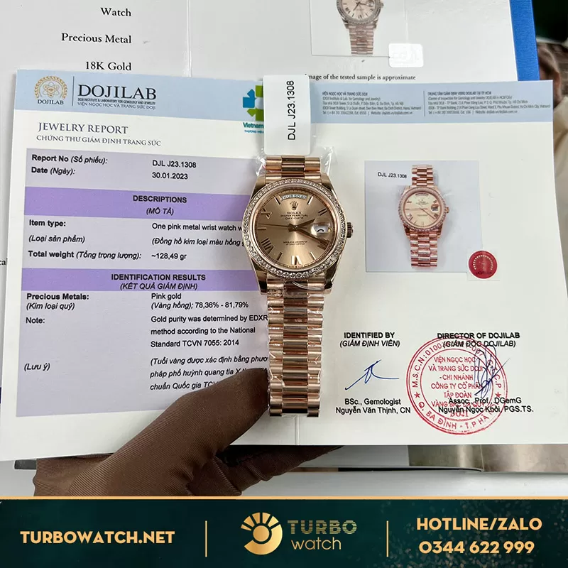 Rolex daydate fake bọc vàng full kiểm định doji