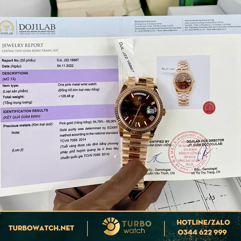 Rolex daydate replica bọc vàng 40mm máy 3255 full kiểm định