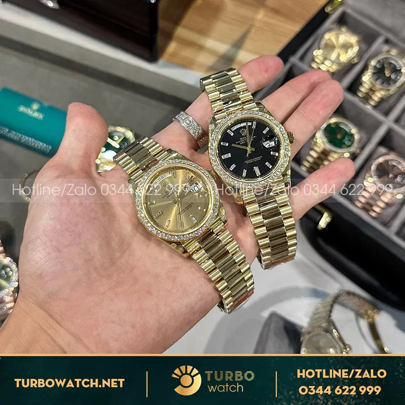 Rolex daydate siêu cấp tinh chỉnh nặng 166g độ moissanite 2,5ly siêu sắc nét