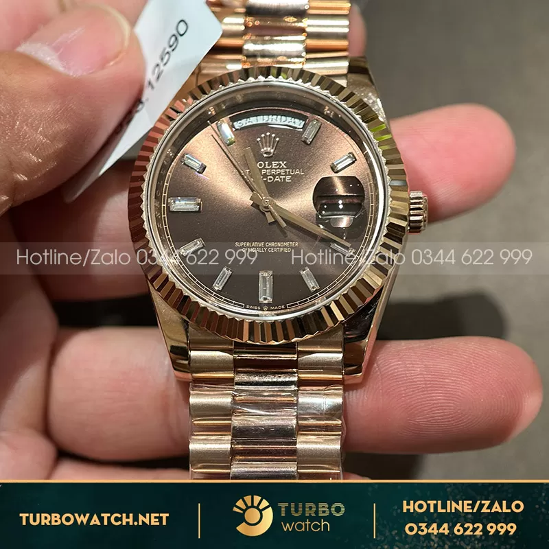 Rolex Daydate Rep 1 1 Tinh Chỉnh Nặng 160G Bọc Vàng Độ Niềng Moissanite