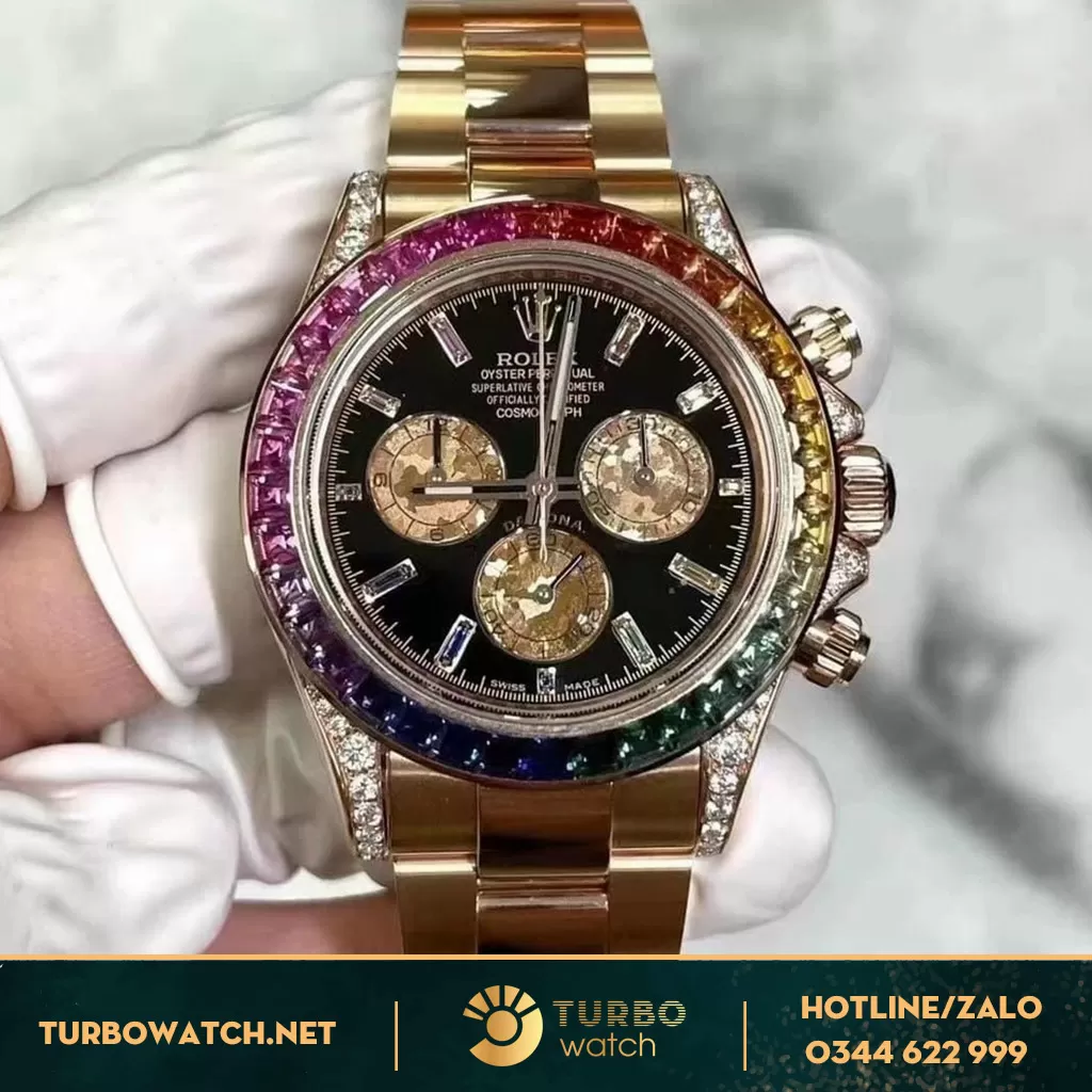 Rolex Daytona 116595RBOW Vàng Hồng 18k VS Kim Cưởng Thiên Nhiên