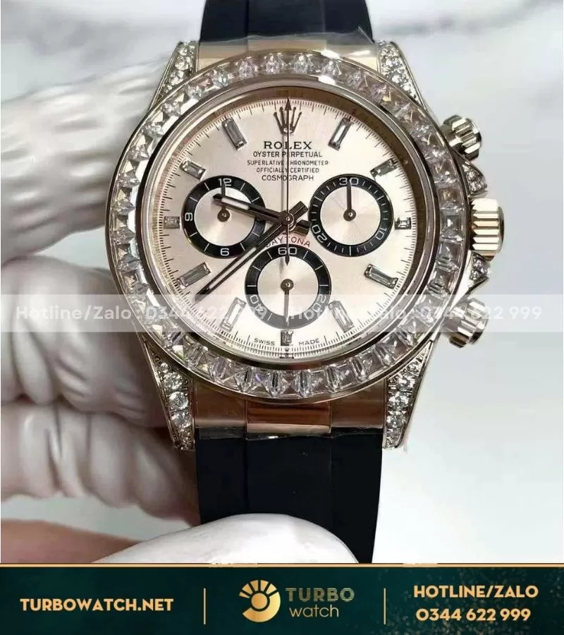 Rolex daytona cosmograph 126535 vàng hồng kim moissanite cal 4131