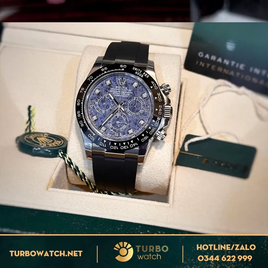Rolex Daytona Dial đá Sodalite Blue cọc số Kim Cương Moissanite