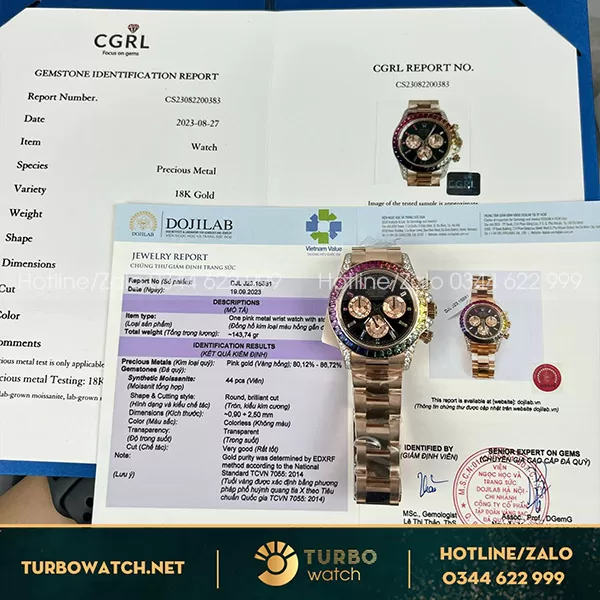 Rolex daytona rainbow bọc vàng 18k rep 11