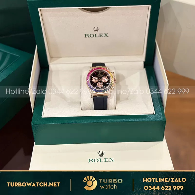 Rolex daytona rainbow everose 116595RBOW chế tác vàng khối