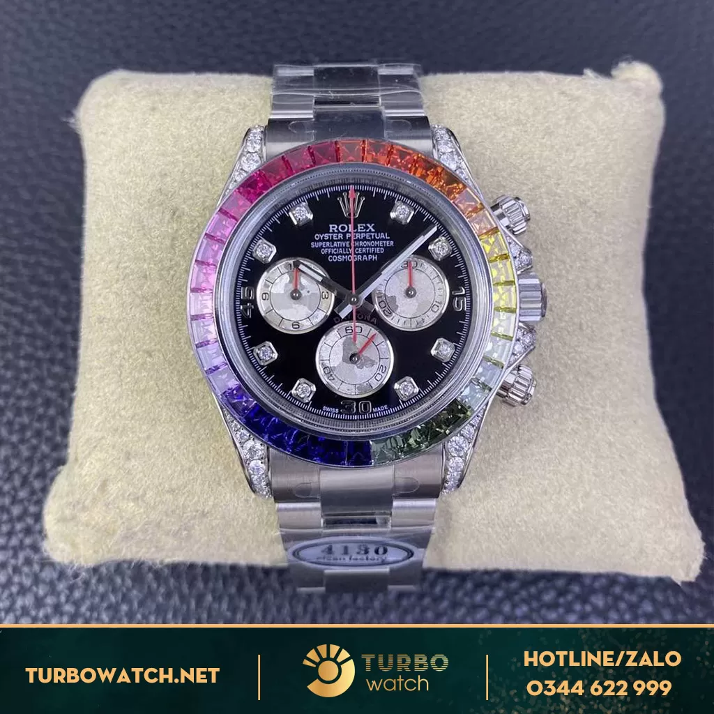 Rolex daytona rainbow white gold fake