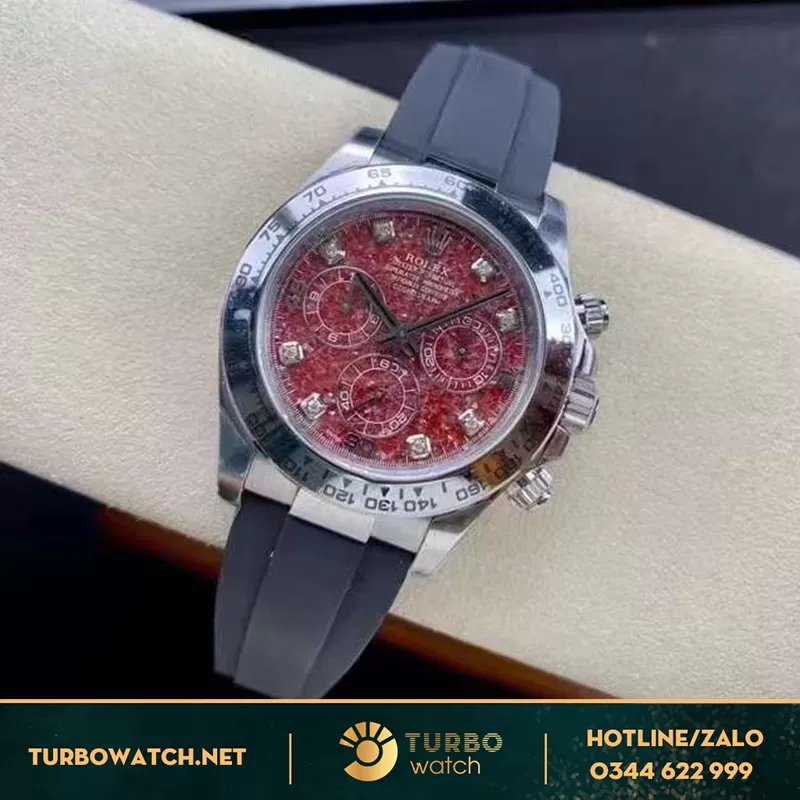 Rolex daytona rep 1:1 độ mặt đỏ hột lựu clean factory máy cal4130