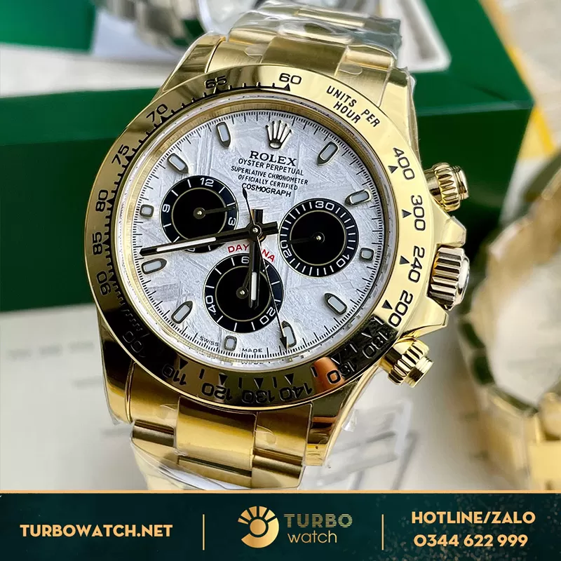 Rolex daytona replica độ mặt thiên thạch yellow gold