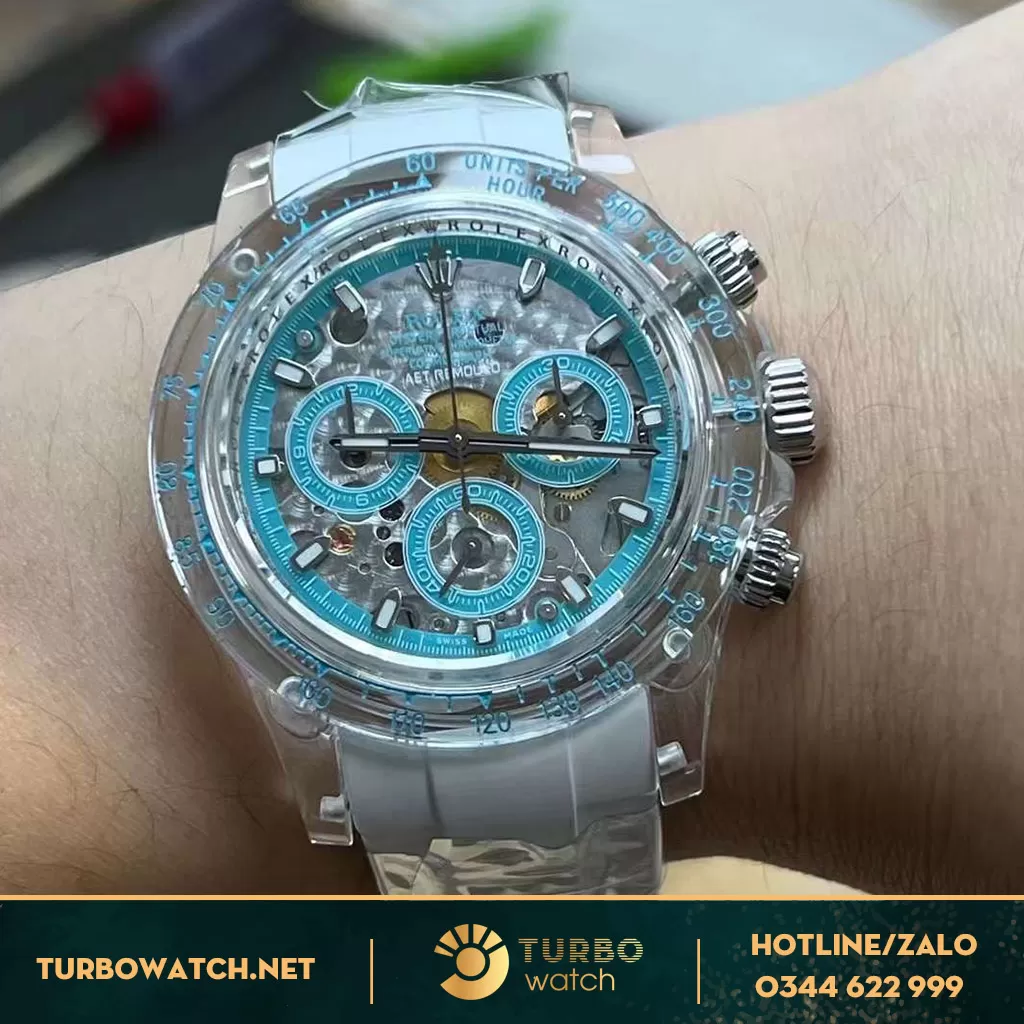Rolex daytona tinh chỉnh mặt skelaton vỏ saphire tổng hợp