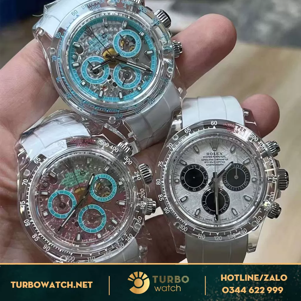 Rolex daytona tinh chỉnh mặt thiên thạch vỏ saphire tổng hợp