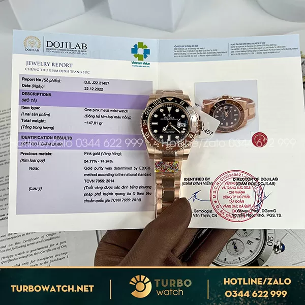 Rolex gmt root beer bọc vàng vip