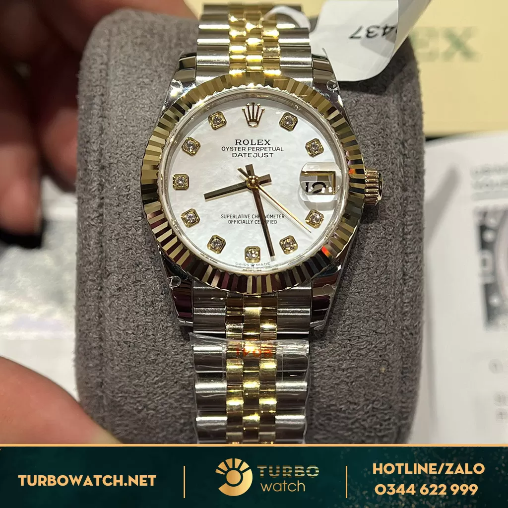 Rolex Lady-Datejust 31 278273 Mặt Vỏ Trai Trắng Bọc vàng 18k 