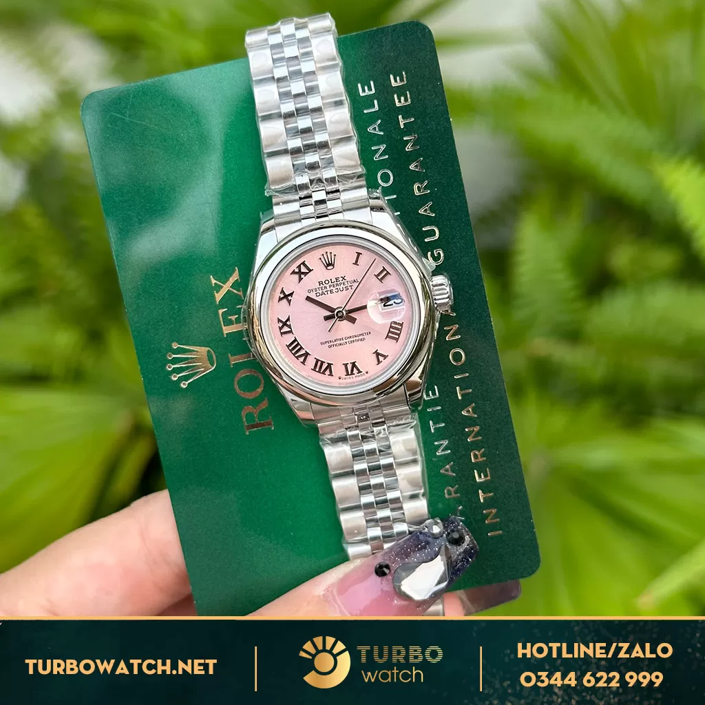 Rolex Lady Datejust Nữ 28 Mặt Số Hồng Cọc La Mã Dây Đeo Oyster