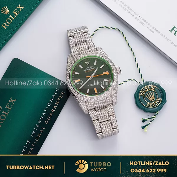 Rolex oyster perpetual độ full moisanite