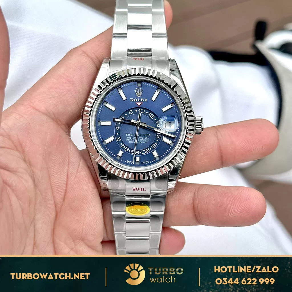 Rolex Sky-Dweller 326934 Mặt Số Xanh Dây Oyster Replica 