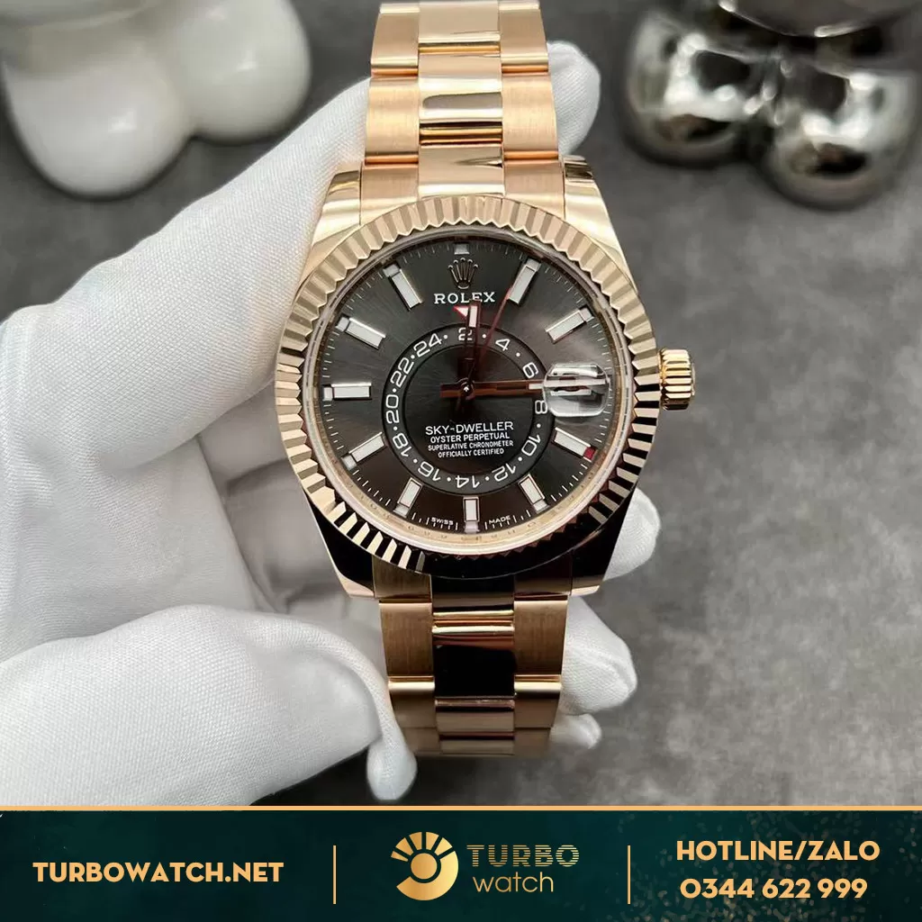 Rolex Sky-Dweller 326935 Mặt Số Rhodium With Gold 18k
