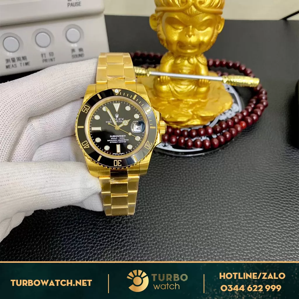 ROLEX SUBMARINER DATE 116619 mặt đne chế tác vàng khối 18k