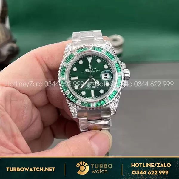 Rolex Submariner Hulk Rep 1 1 Viền Đá Xanh