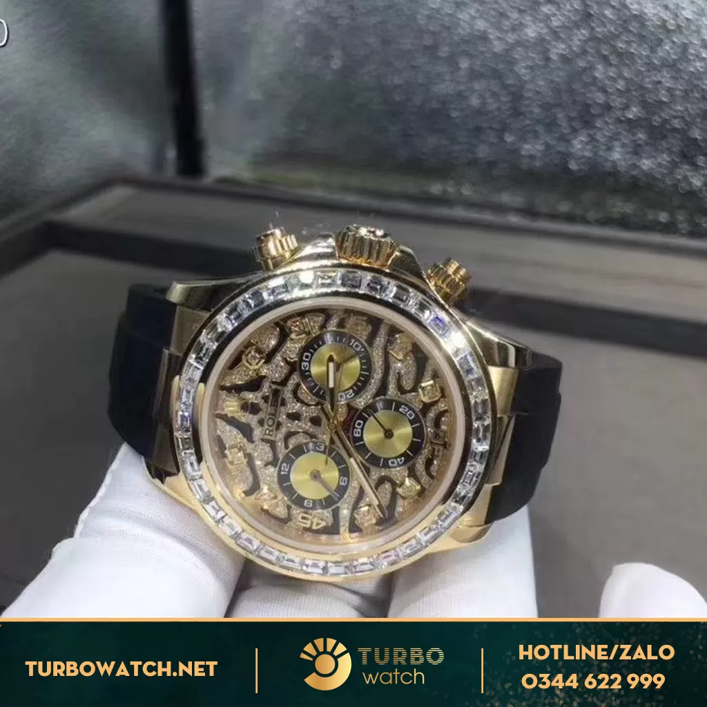 Rolex Tiger Eye Vàng Khối 18K Kim Cương Baguette