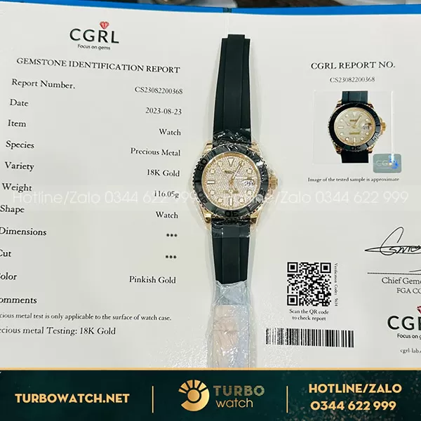 Rolex yacht master m126655 bọc vàng độ moissanite