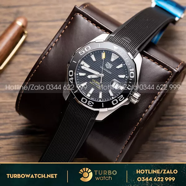 TAG Heuer Aquaracer 43MM WAY101A.FT6141 Mặt Đen Niềng Ceramic Rep 1:1 máy chính hãng Thụy Sỹ Sw200