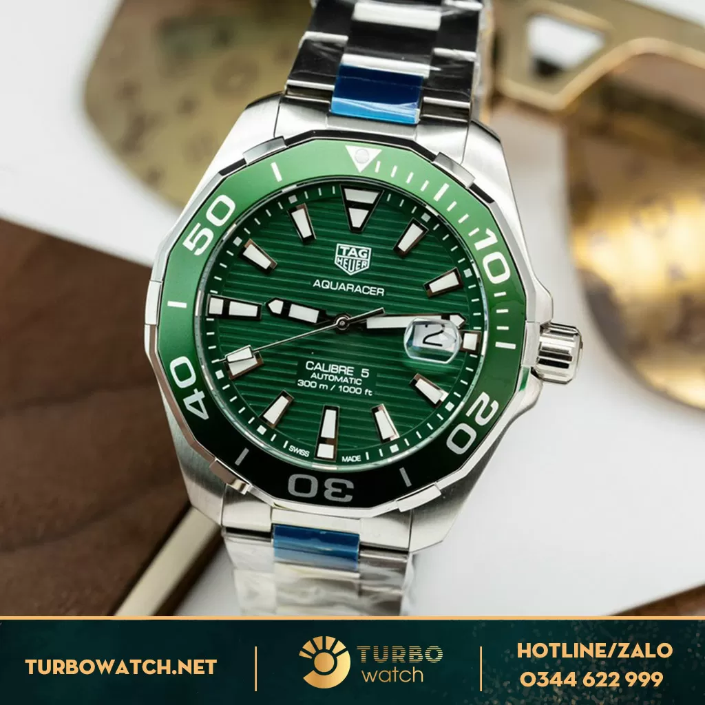 TAG Heuer Aquaracer WAY201S.BA0927 43MM Mặt Xanh Green Niềng Ceramic Replica 