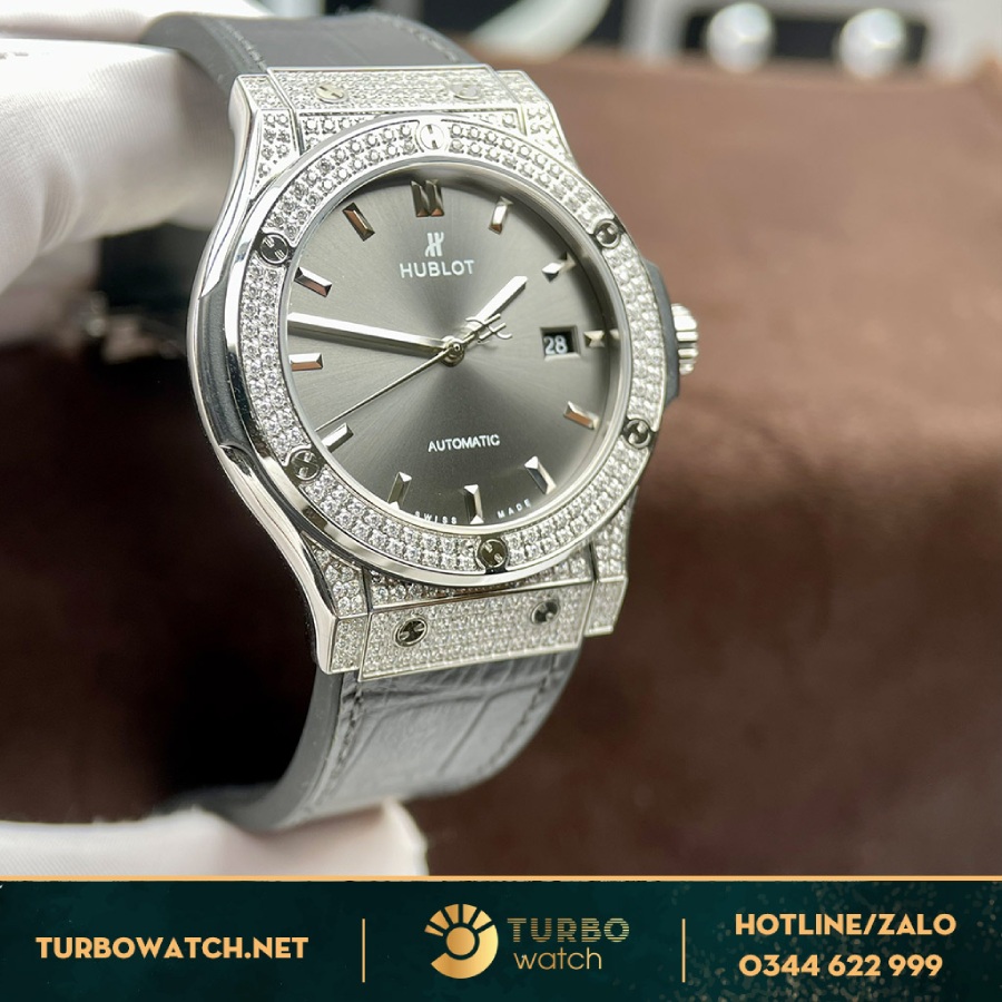 Đồng Hồ Hublot Classic Fusion Grey 1-1 Độ kim cương