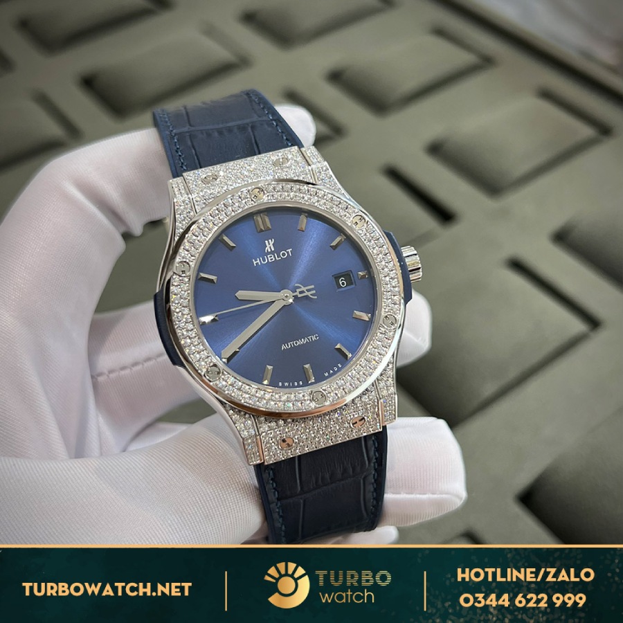 Đồng Hồ Hublot Classic Fusion Rep 1:1 Xanh Navy 42mm Diamonds