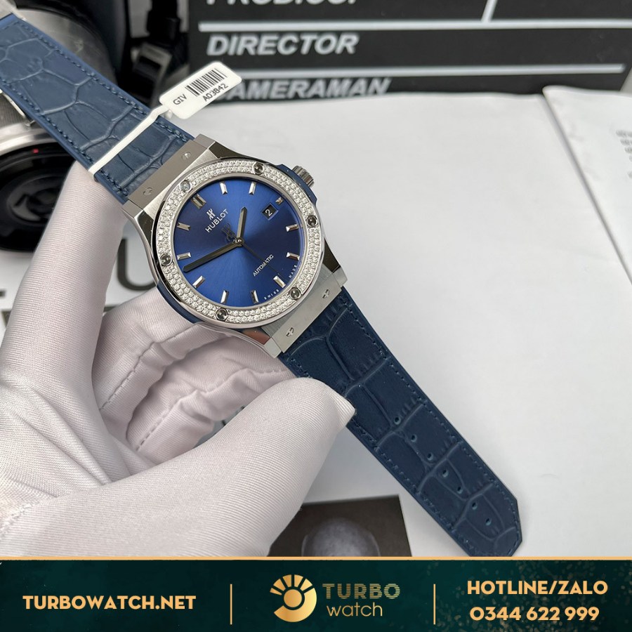 Đồng Hồ Hublot Classic Fusion Super Fake 1:1 Xanh Navy Diamonds