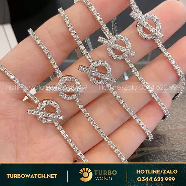 Vòng cổ hermes vàng trắng kim Cương