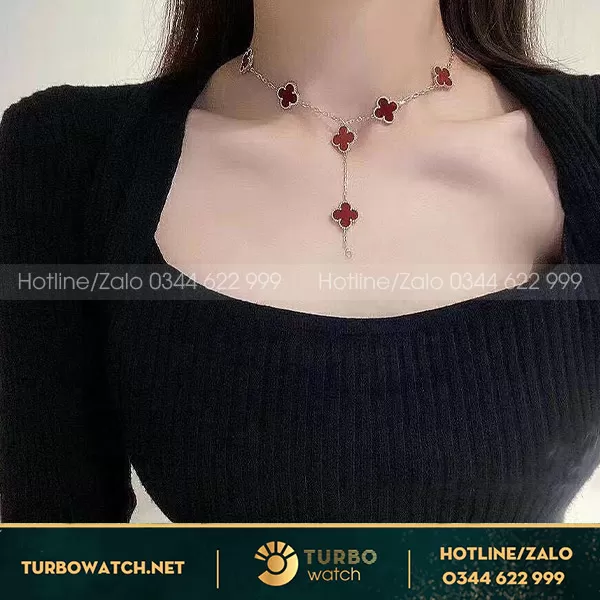 Vòng cổ van cleef vintage alhambra vàng 18k