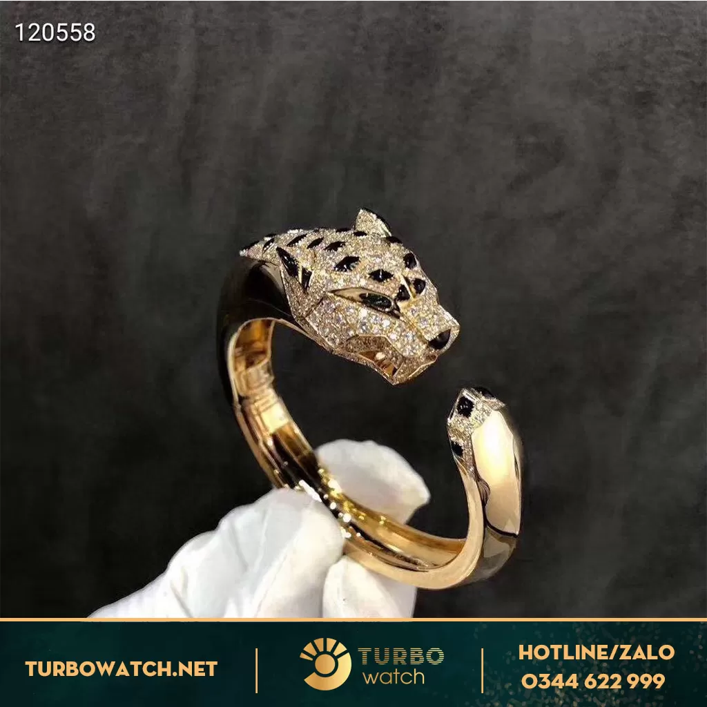 Vòng Tay Cartie Đầu Báo vàng 18k lục bảo