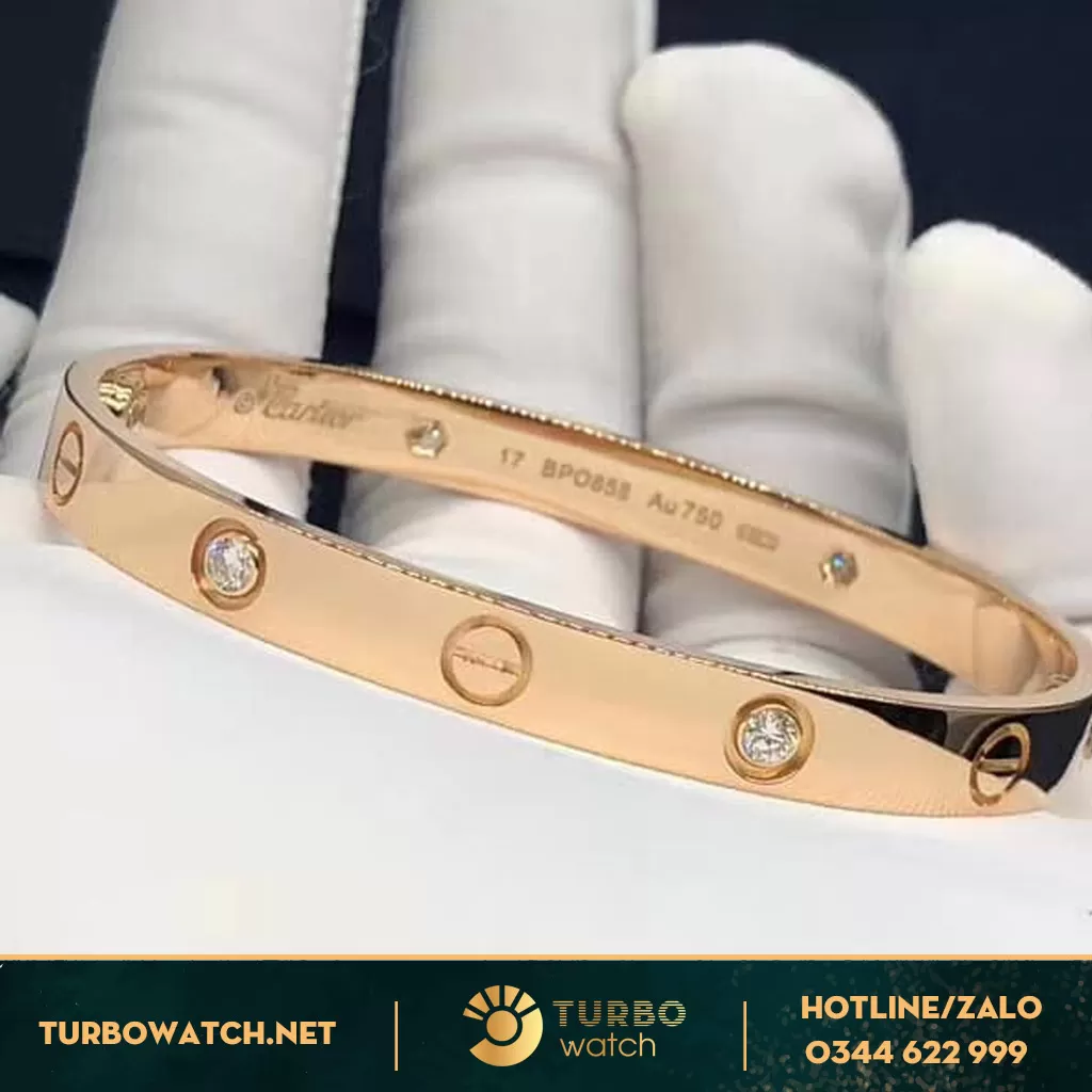 Vòng Tay Cartier Vàng Ta 18k Trơn